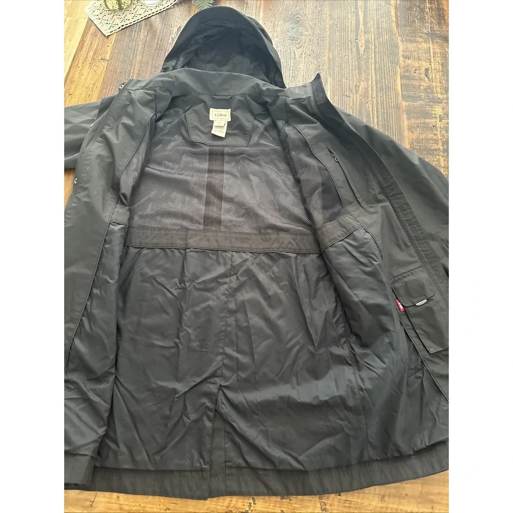 LL Bean Women's Windbreaker/Raincoat Size S Full Zip Fleece Lined Hood Black - Picture 4 of 5
